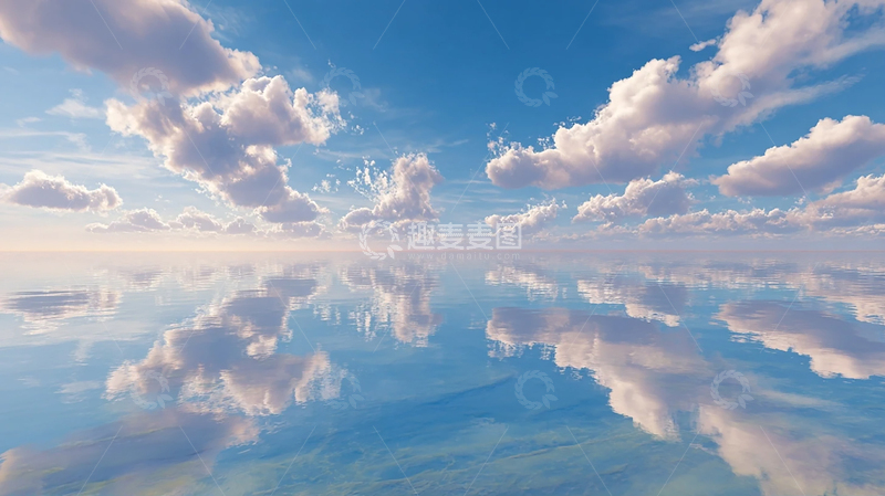 高清大图下载【趣麦麦图】蓝天白云的梦幻倒影