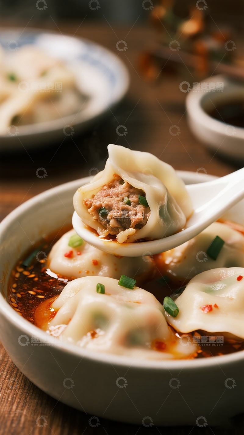 高清大图下载【趣麦麦图】美食摄影饺子汤料特写