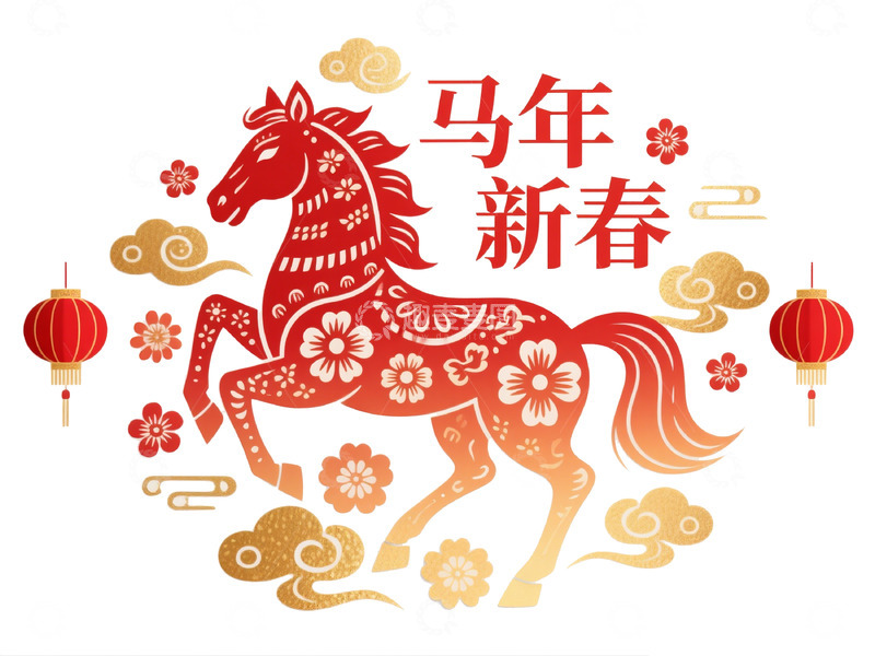 高清大图下载【趣麦麦图】马年新春喜庆图案设计