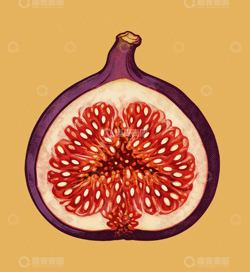 源文件下载【趣麦麦图】剖开的紫色无花果3