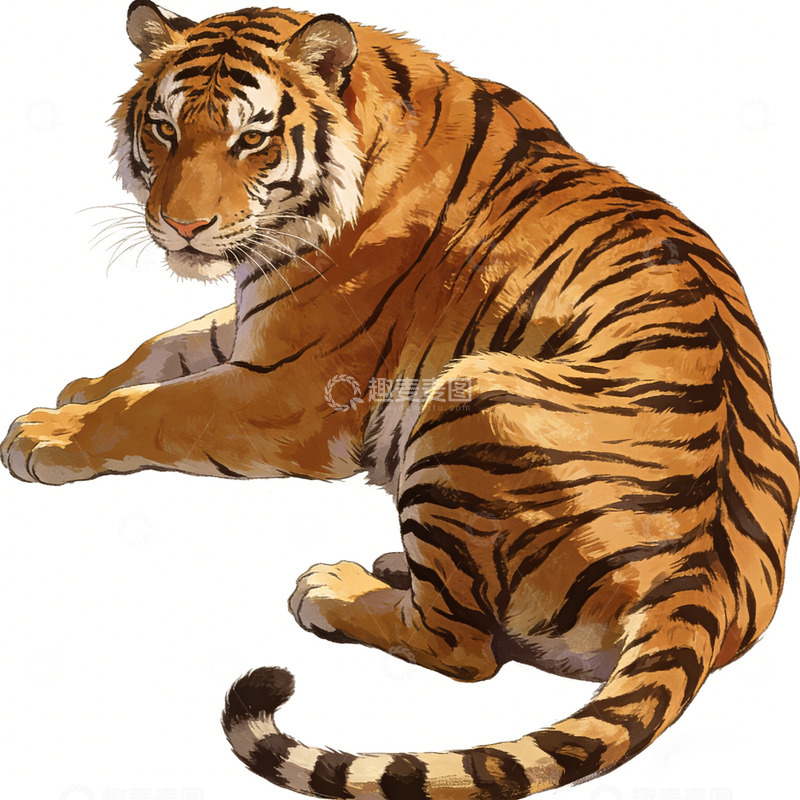 高清大图下载【趣麦麦图】写实风老虎插画设计素材