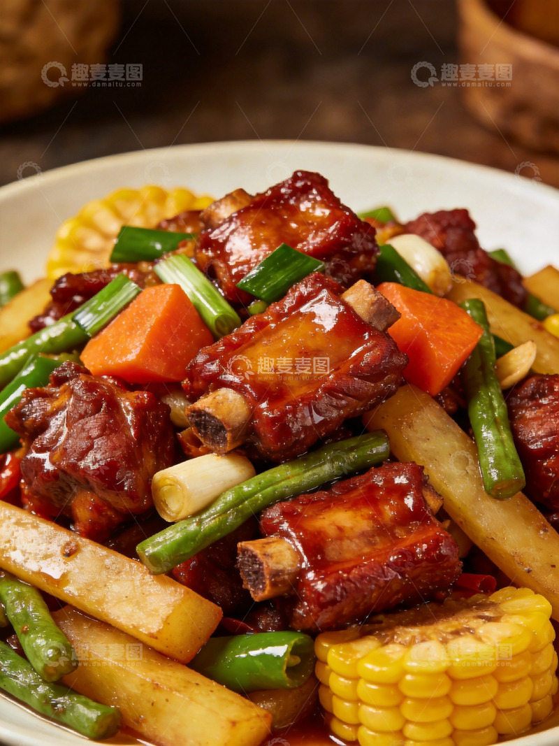 高清大图下载【趣麦麦图】豆角炒排骨3