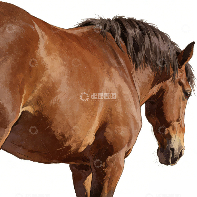 高清大图下载【趣麦麦图】写实马匹插画设计素材