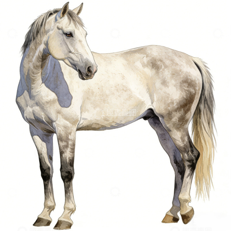 高清大图下载【趣麦麦图】水彩骏马装饰画设计素材