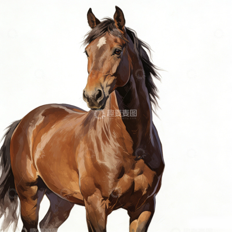 高清大图下载【趣麦麦图】骏马图写实艺术绘画