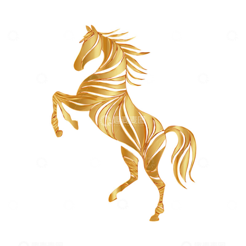 高清大图下载【趣麦麦图】金色炫彩骏马腾空而起