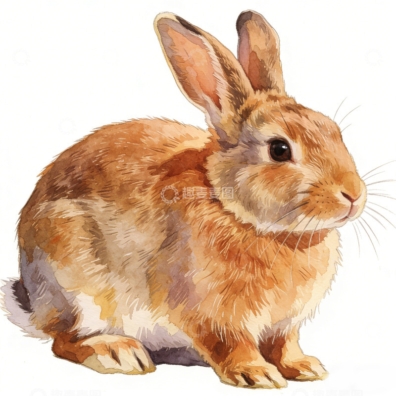 高清大图下载【趣麦麦图】水彩画兔子特写