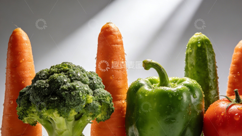 高清大图下载【趣麦麦图】新鲜混合蔬菜特写摄影照片