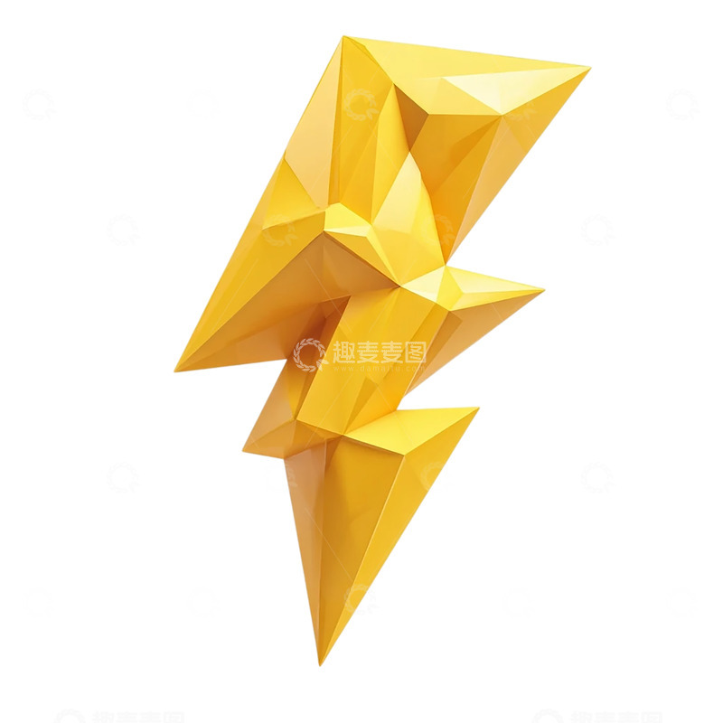高清大图下载【趣麦麦图】闪电之光：几何黄金闪电雕塑