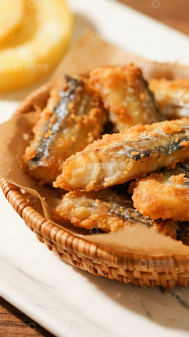 高清大图下载【趣麦麦图】金黄炸鱼柳美食摄影