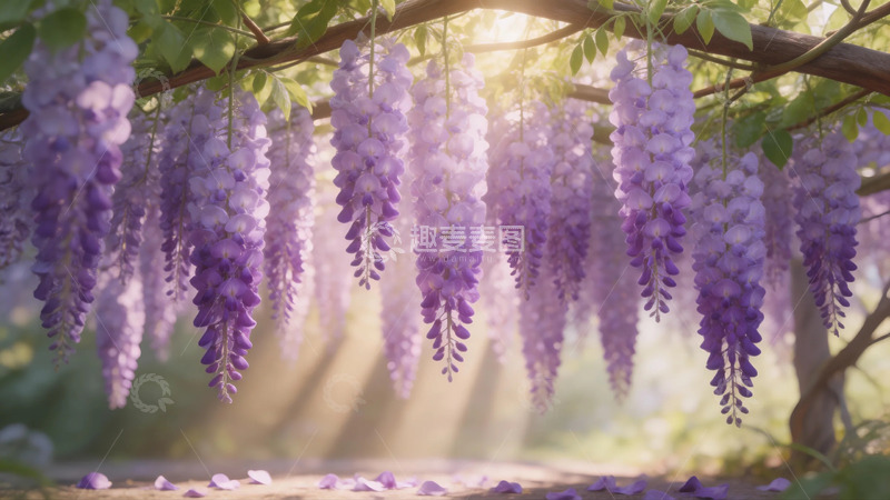 高清大图下载【趣麦麦图】紫藤花垂挂美景摄影