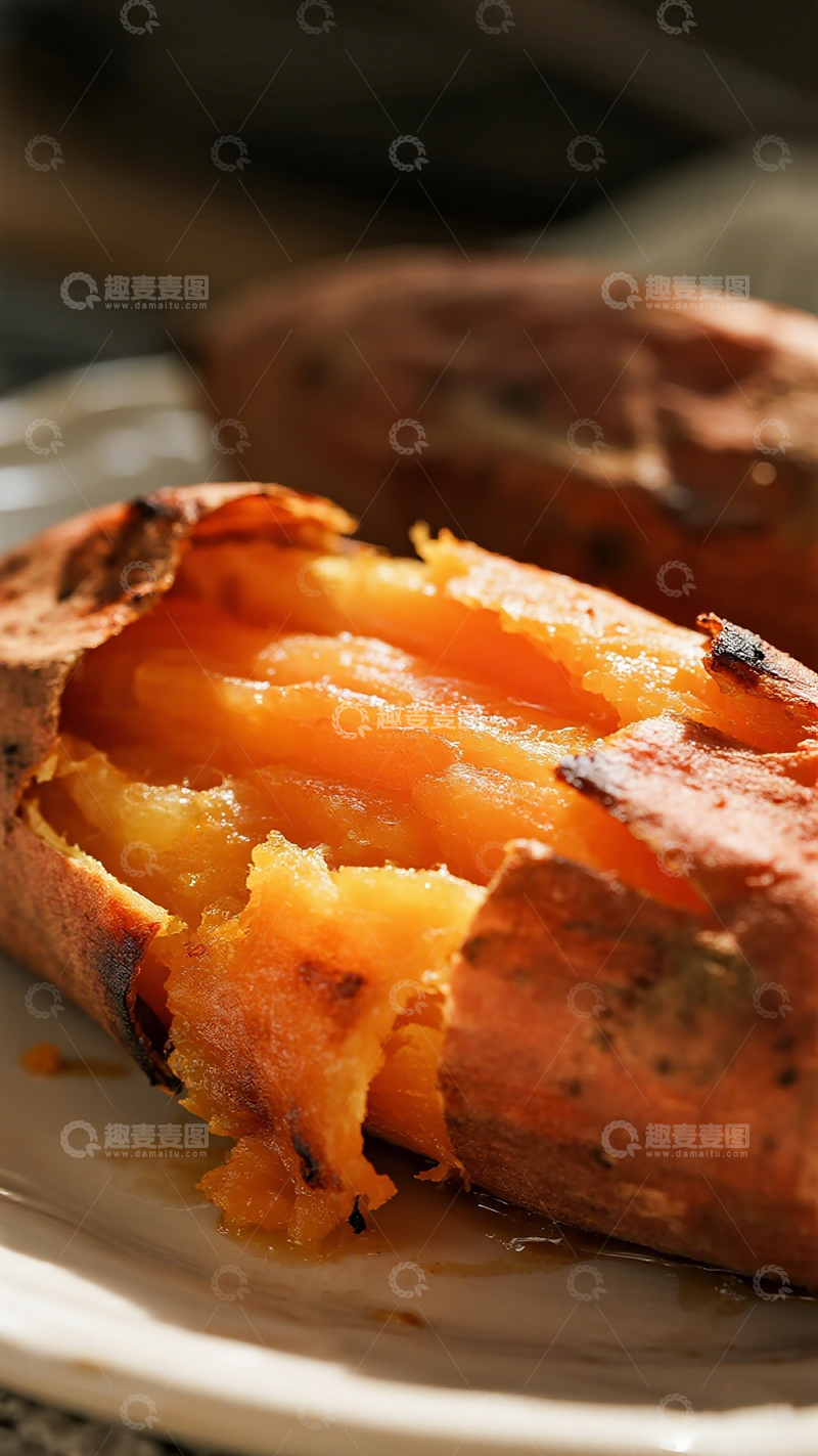 高清大图下载【趣麦麦图】烤红薯特写美食摄影