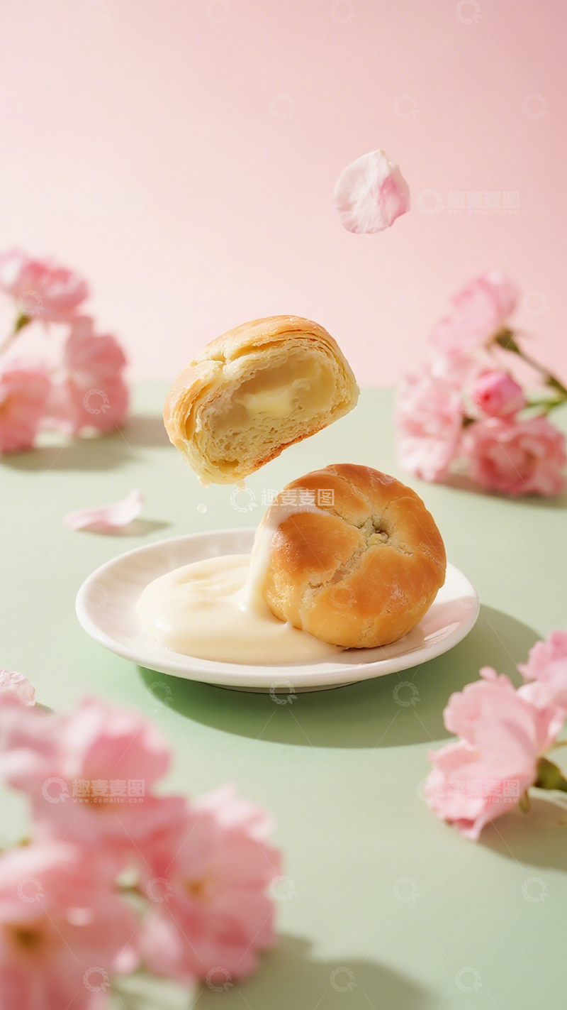 高清大图下载【趣麦麦图】粉绿背景糕点美食摄影