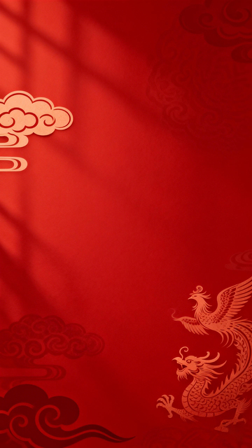 中国红龙凤祥云图案背景