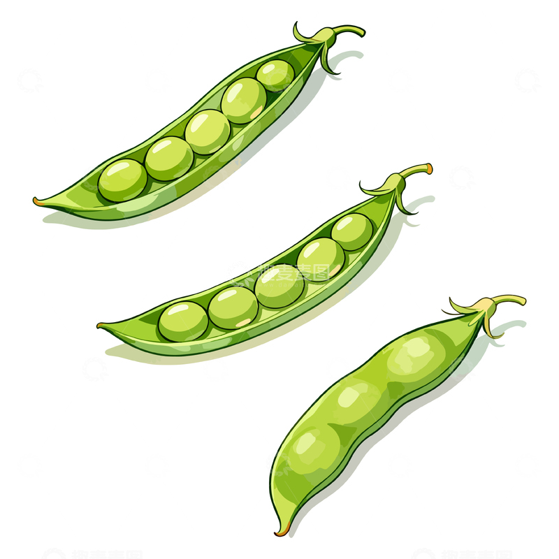 源文件下载【趣麦麦图】卡通豌豆插图