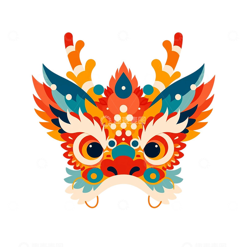 高清大图下载【趣麦麦图】彩色神话中的龙之面具