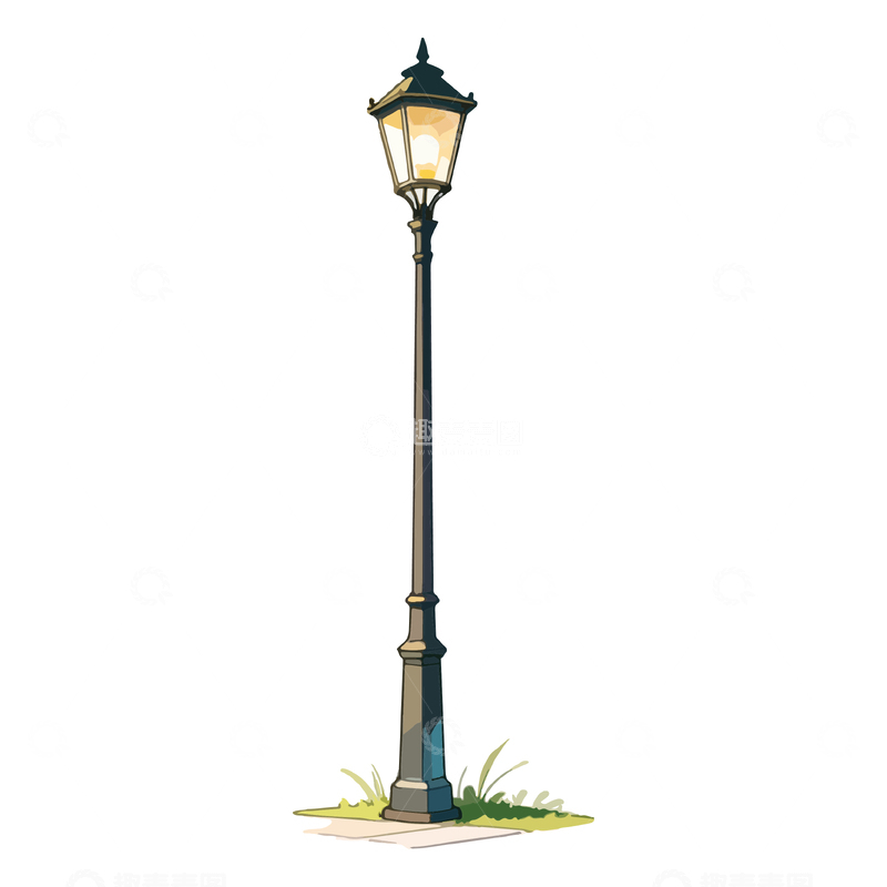 源文件下载【趣麦麦图】-复古街灯插画设计元素