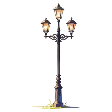 复古街灯插画素材