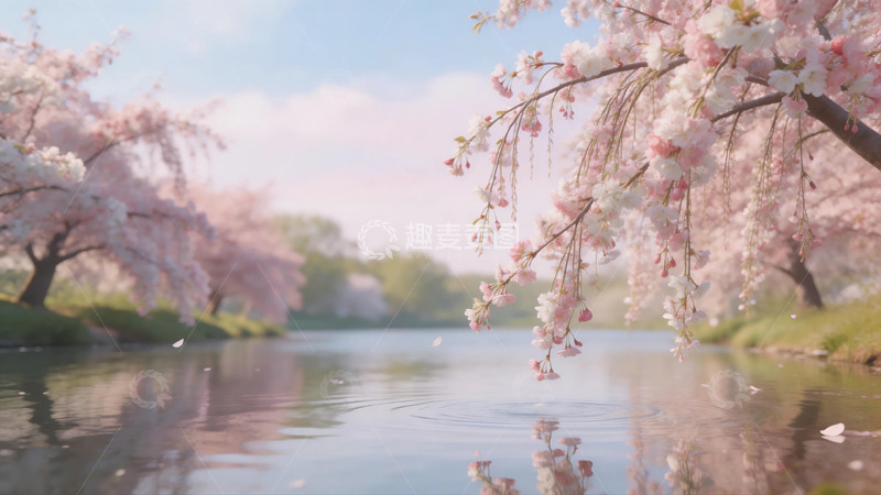 高清大图下载【趣麦麦图】樱花河畔春日美景