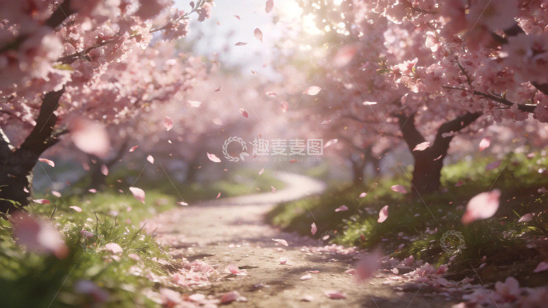 高清大图下载【趣麦麦图】樱花小径春光美景摄影图片