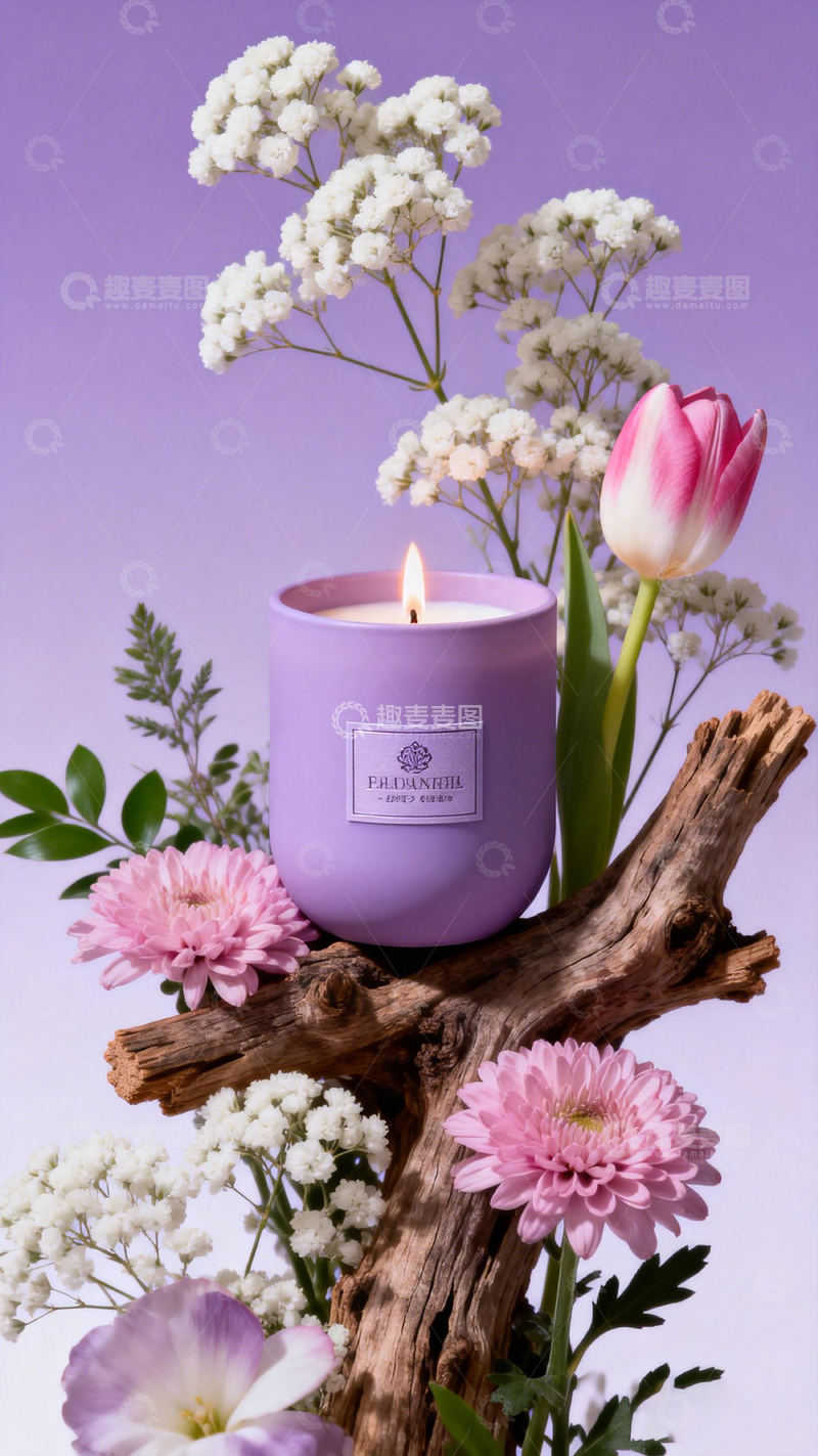 高清大图下载【趣麦麦图】香薰蜡烛鲜花装饰摄影
