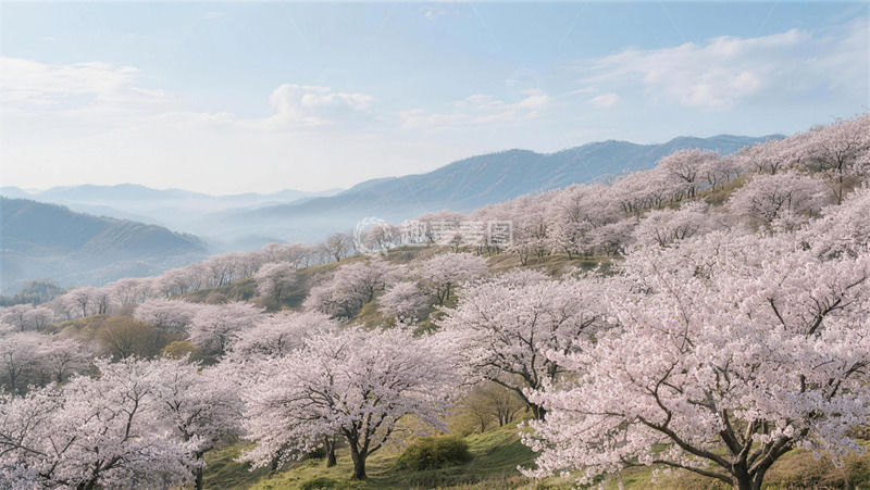 高清大图下载【趣麦麦图】山间樱花盛开风光