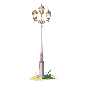 古典路灯手绘插画