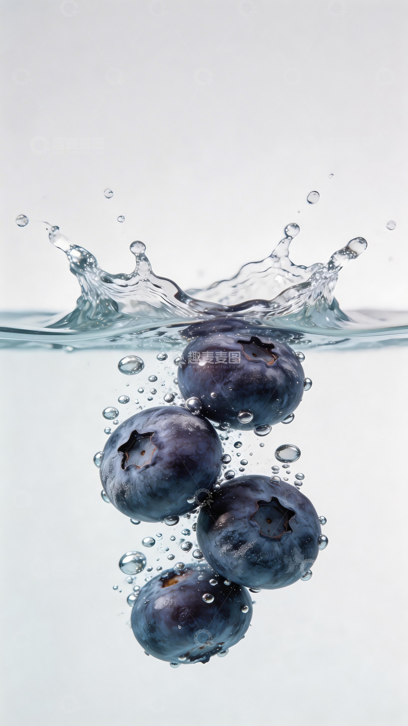 高清大图下载【趣麦麦图】落入水中的蓝莓4