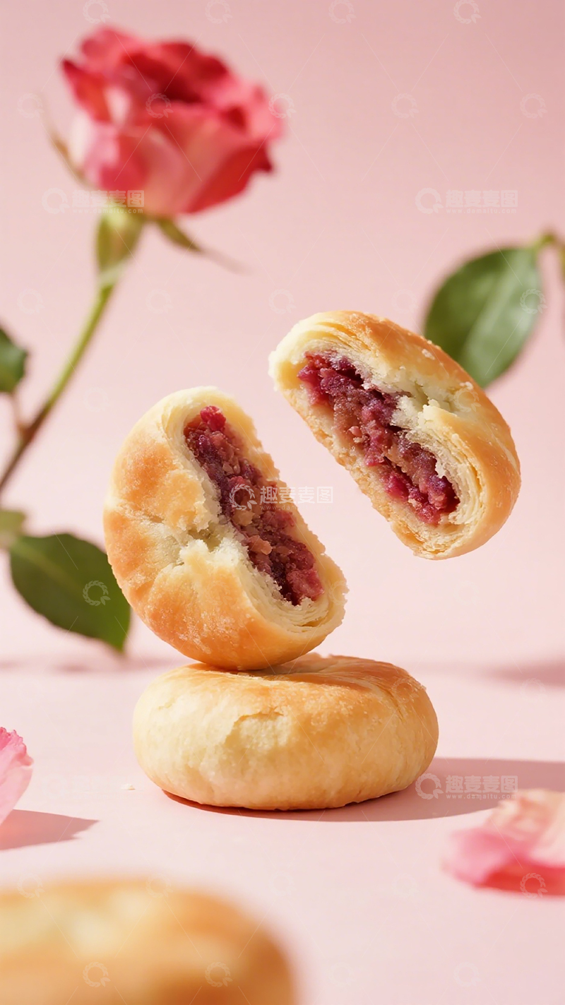 高清大图下载【趣麦麦图】玫瑰花饼美食摄影