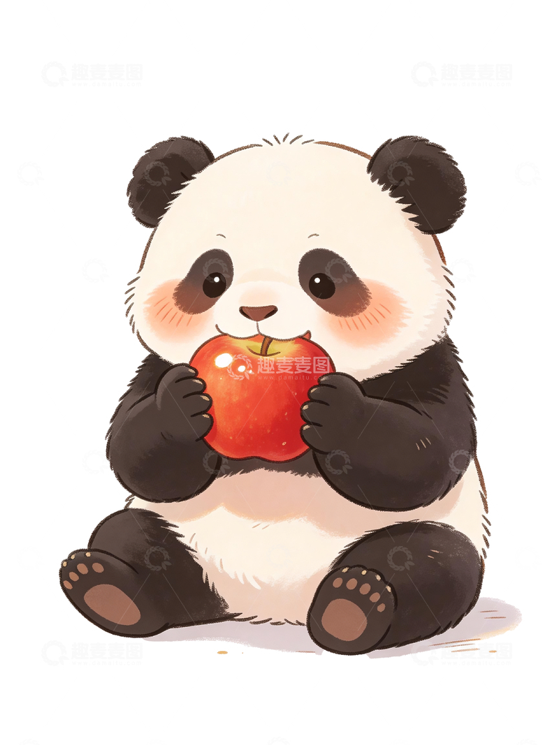 源文件下载【趣麦麦图】吃苹果的熊猫2