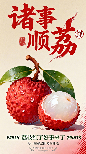 诸事顺荔水果宣传海报设计素材
