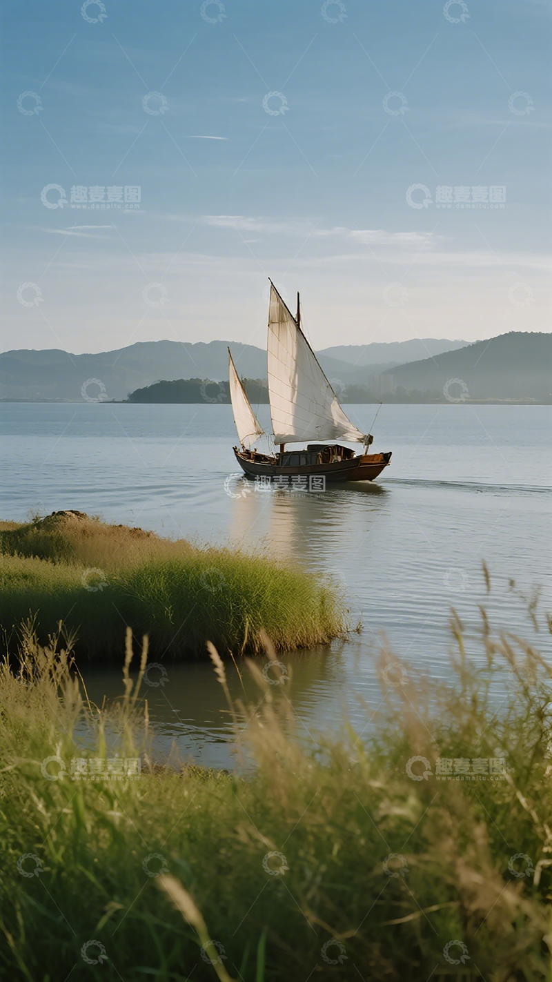 高清大图下载【趣麦麦图】帆船湖畔风光摄影