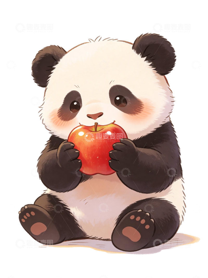 源文件下载【趣麦麦图】吃苹果的熊猫4