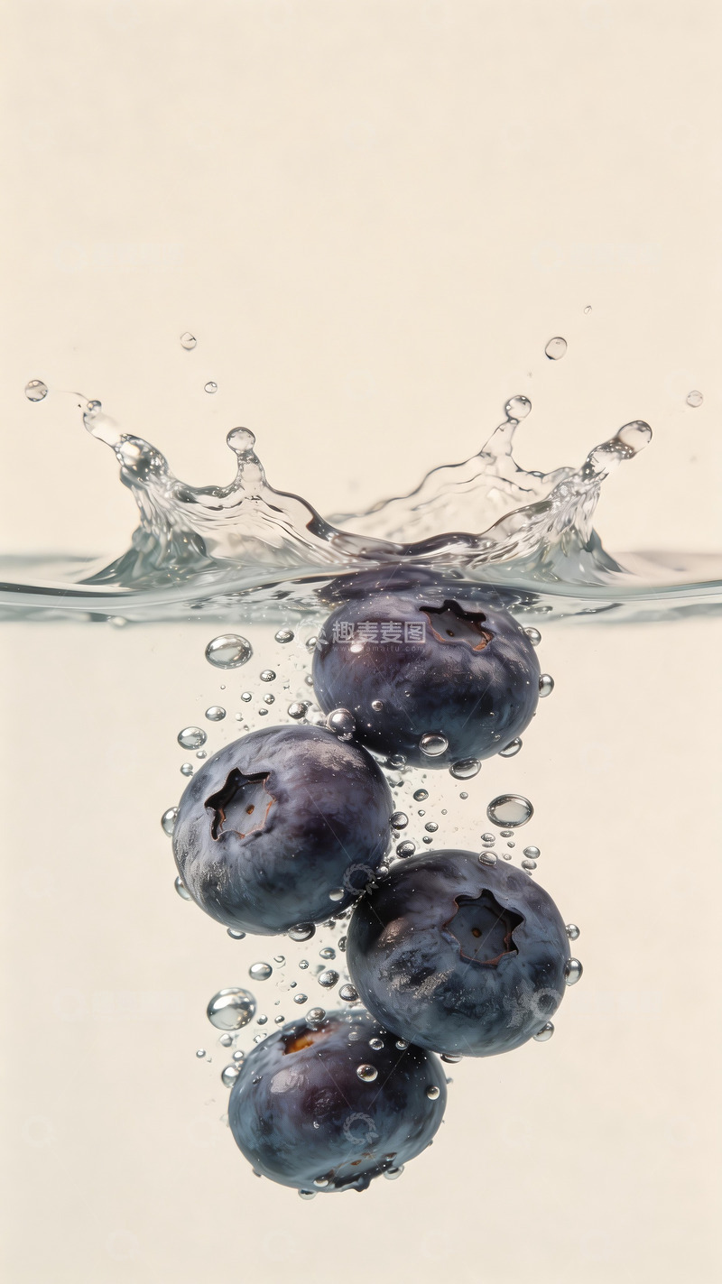 高清大图下载【趣麦麦图】落入水中的蓝莓3