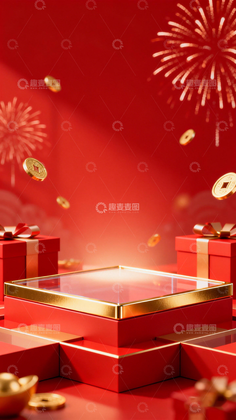 高清大图下载【趣麦麦图】喜庆新年礼品展示场景