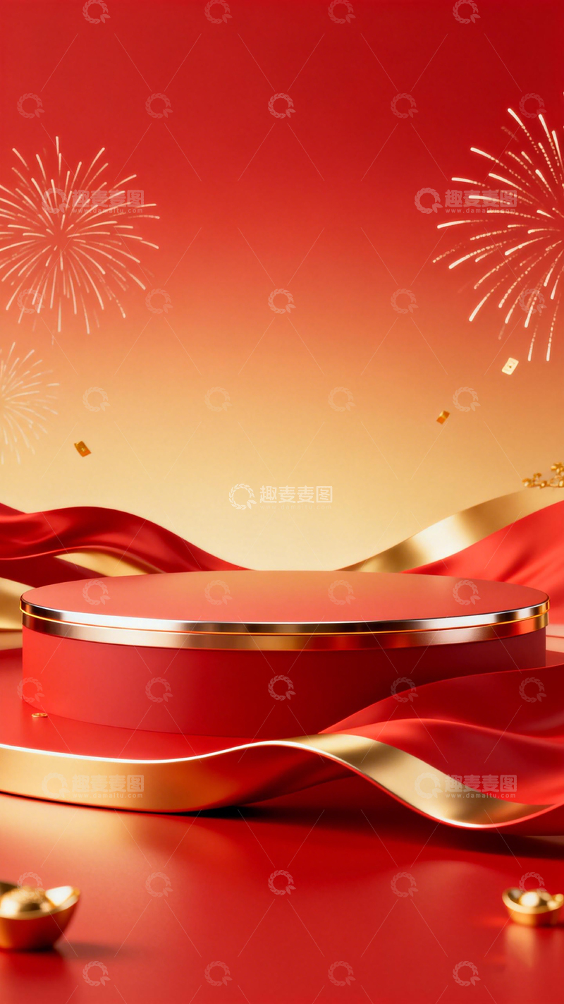 高清大图下载【趣麦麦图】喜庆新年舞台背景设计