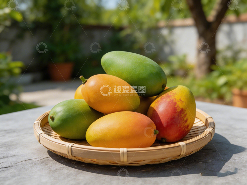 高清大图下载【趣麦麦图】竹篮芒果静物摄影
