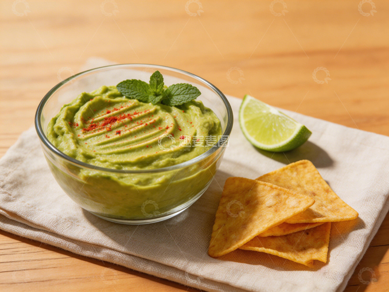 高清大图下载【趣麦麦图】清新绿色鳄梨酱玉米片