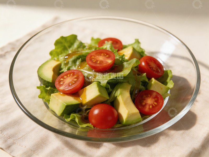 高清大图下载【趣麦麦图】清新玻璃碗蔬菜沙拉