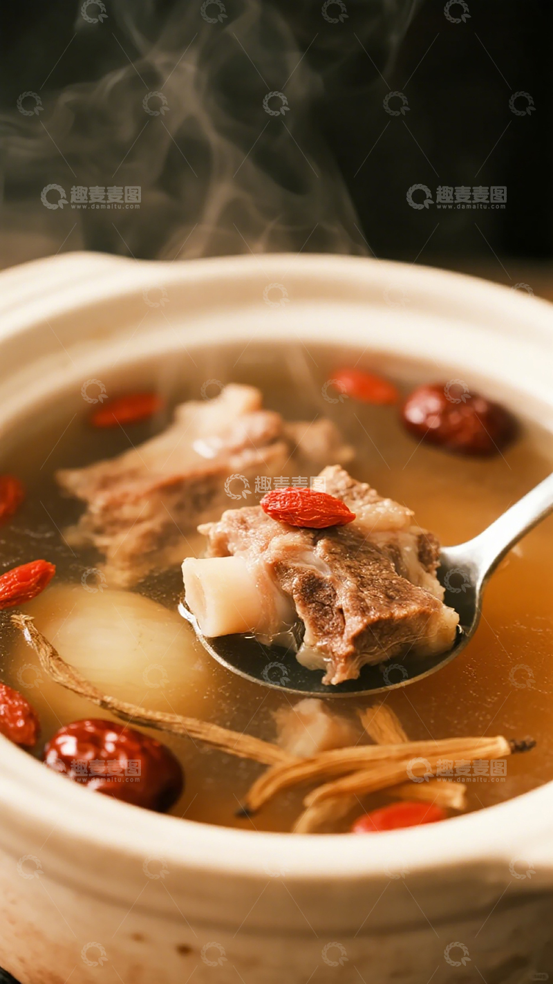 高清大图下载【趣麦麦图】热气腾腾排骨汤美食摄影