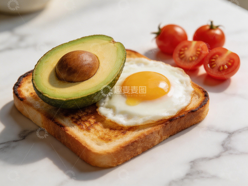 高清大图下载【趣麦麦图】简约美食煎蛋牛油果吐司