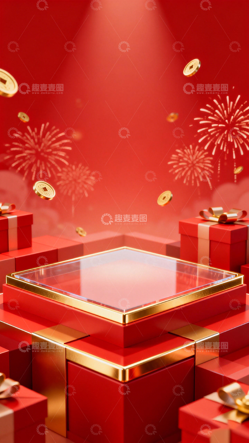 高清大图下载【趣麦麦图】喜庆新年礼盒展示图
