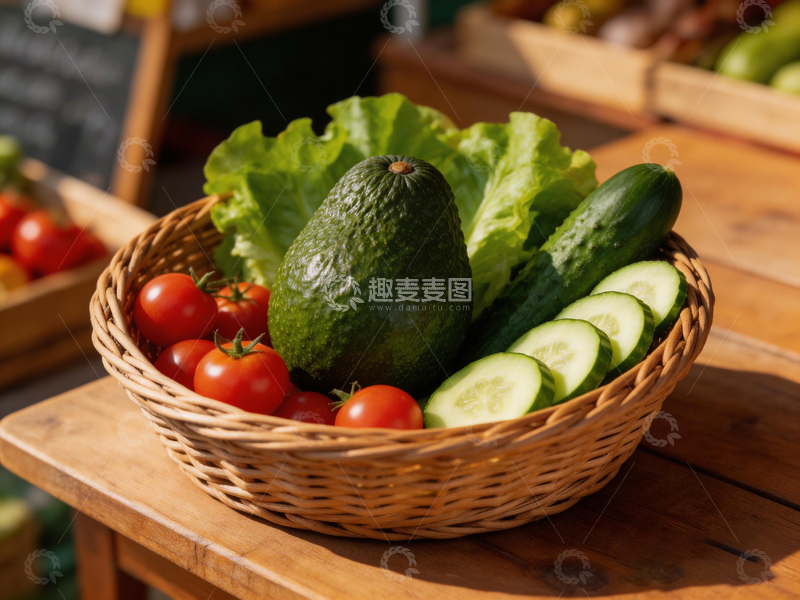 高清大图下载【趣麦麦图】新鲜蔬果篮子