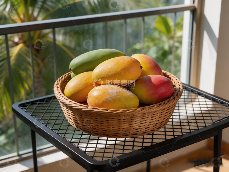 高清大图下载【趣麦麦图】阳光阳台芒果篮