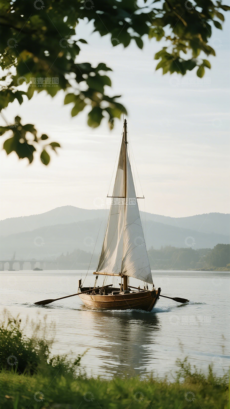 高清大图下载【趣麦麦图】帆船湖上风景自然摄影