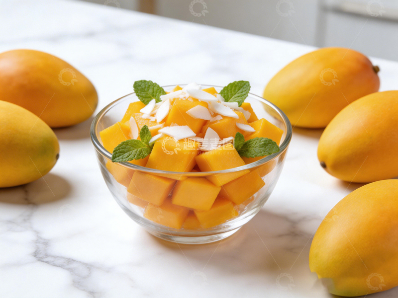 高清大图下载【趣麦麦图】清新芒果沙拉美食摄影