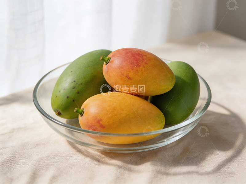 高清大图下载【趣麦麦图】清新玻璃碗芒果写真