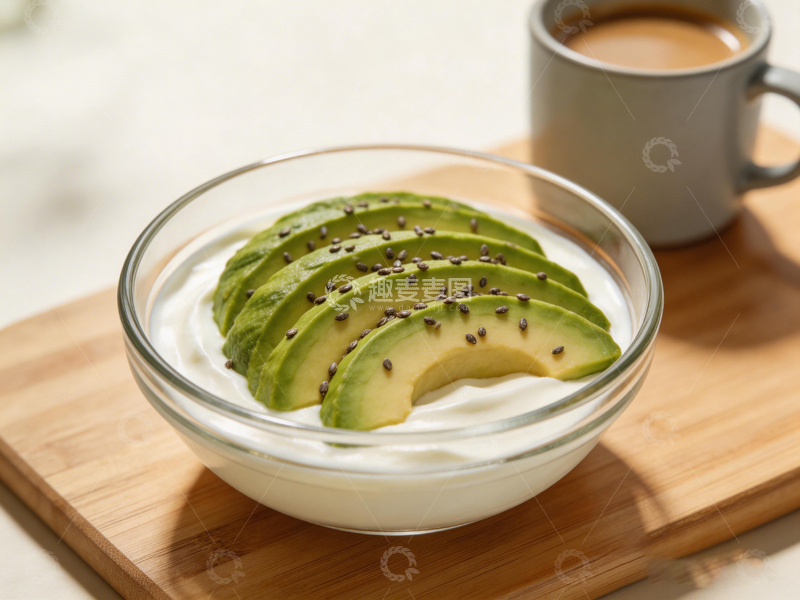 高清大图下载【趣麦麦图】清新早餐牛油果酸奶配咖啡