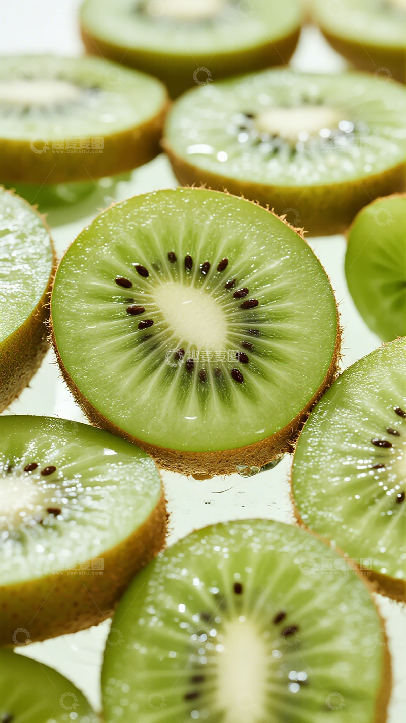 高清大图下载【趣麦麦图】新鲜猕猴桃切片特写摄影
