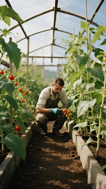 温室采摘西红柿农事活动摄影